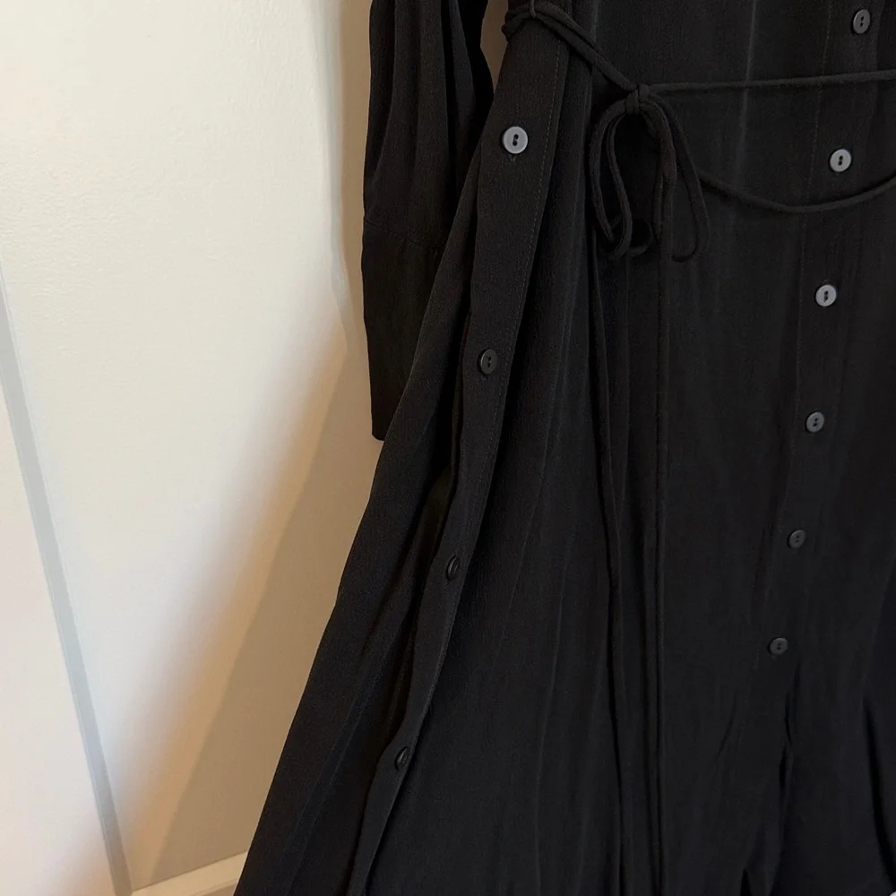 ALLSAINTS Black Anya Long Sleeve Button Down Dress